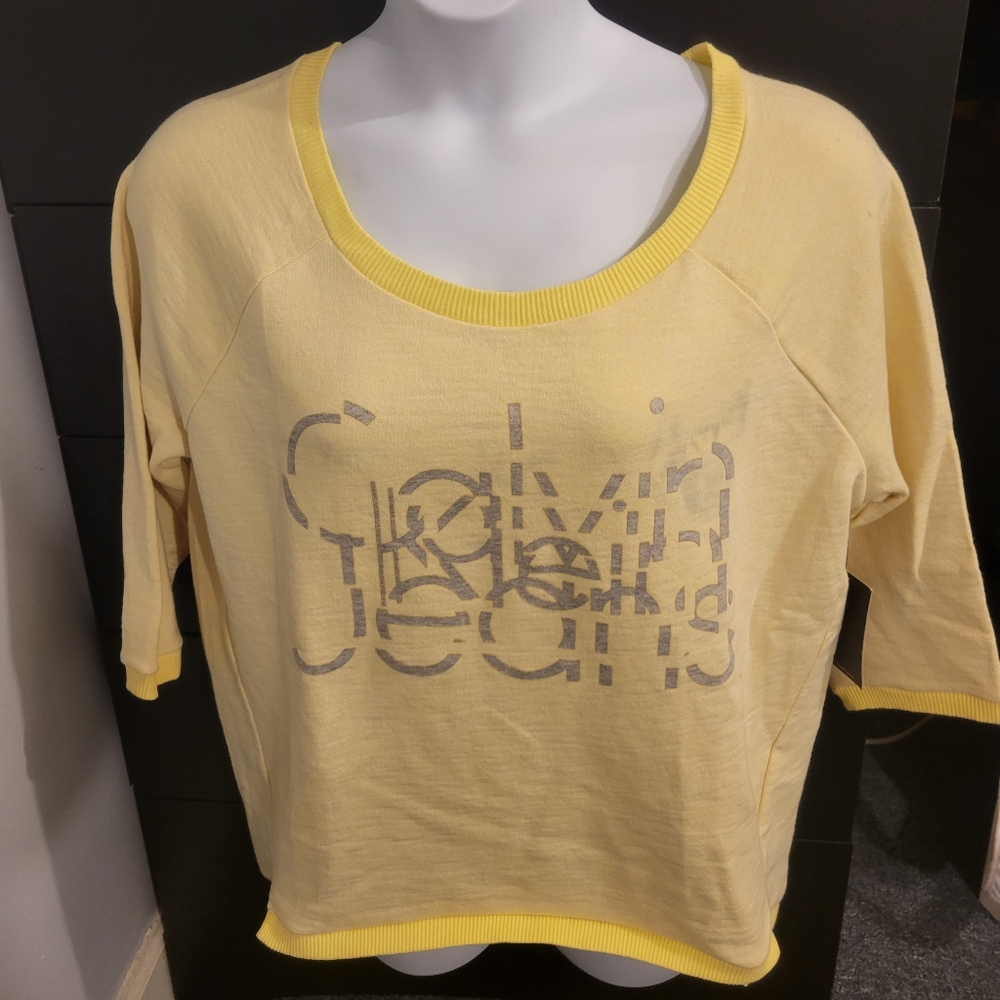 Calvin Klein Jeans Yellow Graphic Sweatshirt. Sz. XL